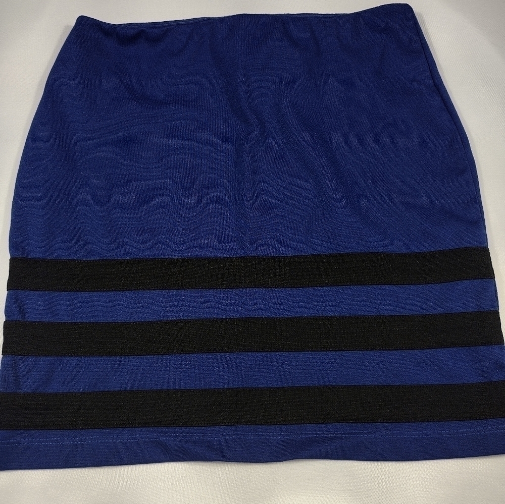 Basic House Bodycon Mini Skirt Blue And Black Size S